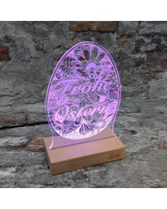 Leuchtschild "Frohe Ostern" - Ei mit Blumen gefüllt