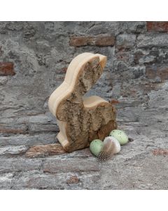 Hoppel-Hase - rustikal mit Rinde aus Paulownia-Holz